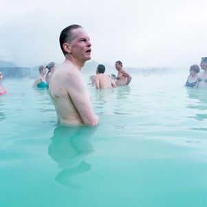 people in a hotspring